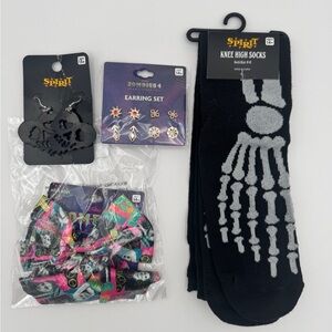Spirit Accessories, Zombies 4 earrings,hair bow, skeleton socks & earrings